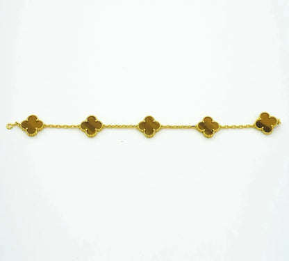 [Love's Uplift] CLOVER 5 MOTIFS TIGER EYE BRACELET COLLECTION
