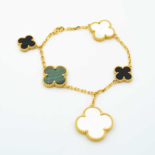 [Love's Uplift]CLOVER BRACELET 5 MOTIFS ONYX MOP