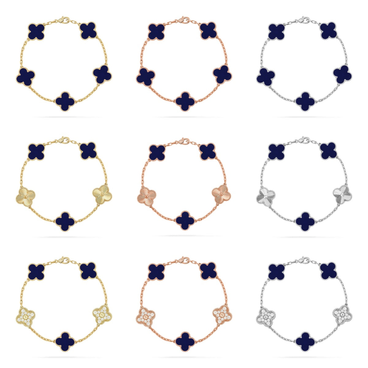 [Love's Uplift]CLOVER 5 MOTIF LAPIS LAZULI BRACELET COLLECTION