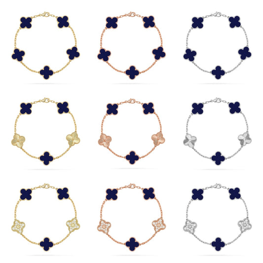 [Love's Uplift]CLOVER 5 MOTIF LAPIS LAZULI BRACELET COLLECTION