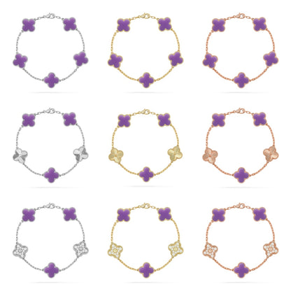 [Love's Uplift]CLOVER 5 MOTIF LIGHT PURPLE BRACELET COLLECTION