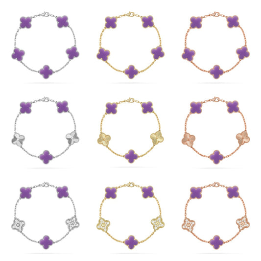 [Love's Uplift]CLOVER 5 MOTIF LIGHT PURPLE BRACELET COLLECTION