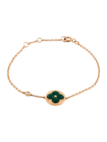 [Love's Uplift]SUN MALACHITE 1 DIAMOND PINK GOLD BRACELET
