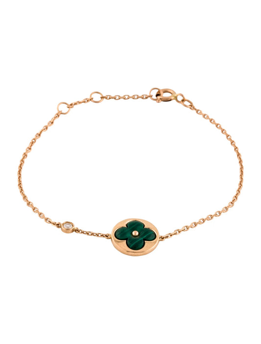 [Love's Uplift]SUN MALACHITE 1 DIAMOND PINK GOLD BRACELET