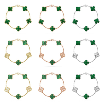 [Love's Uplift] CLOVER 5 MOTIF MALACHITE BRACELET COLLECTION