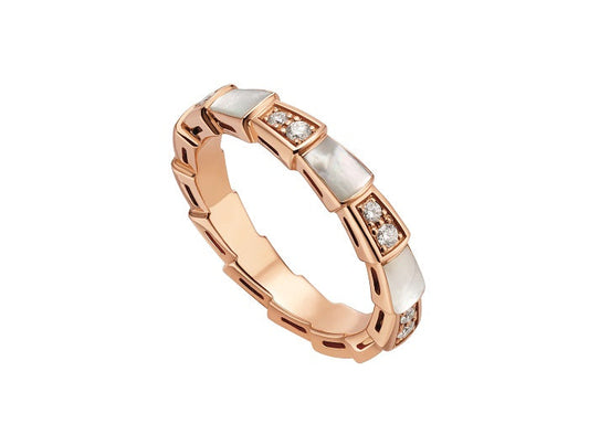 [Love's Uplift]SERPENTI RING PINK GOLD DIAMOND MOP 3MM