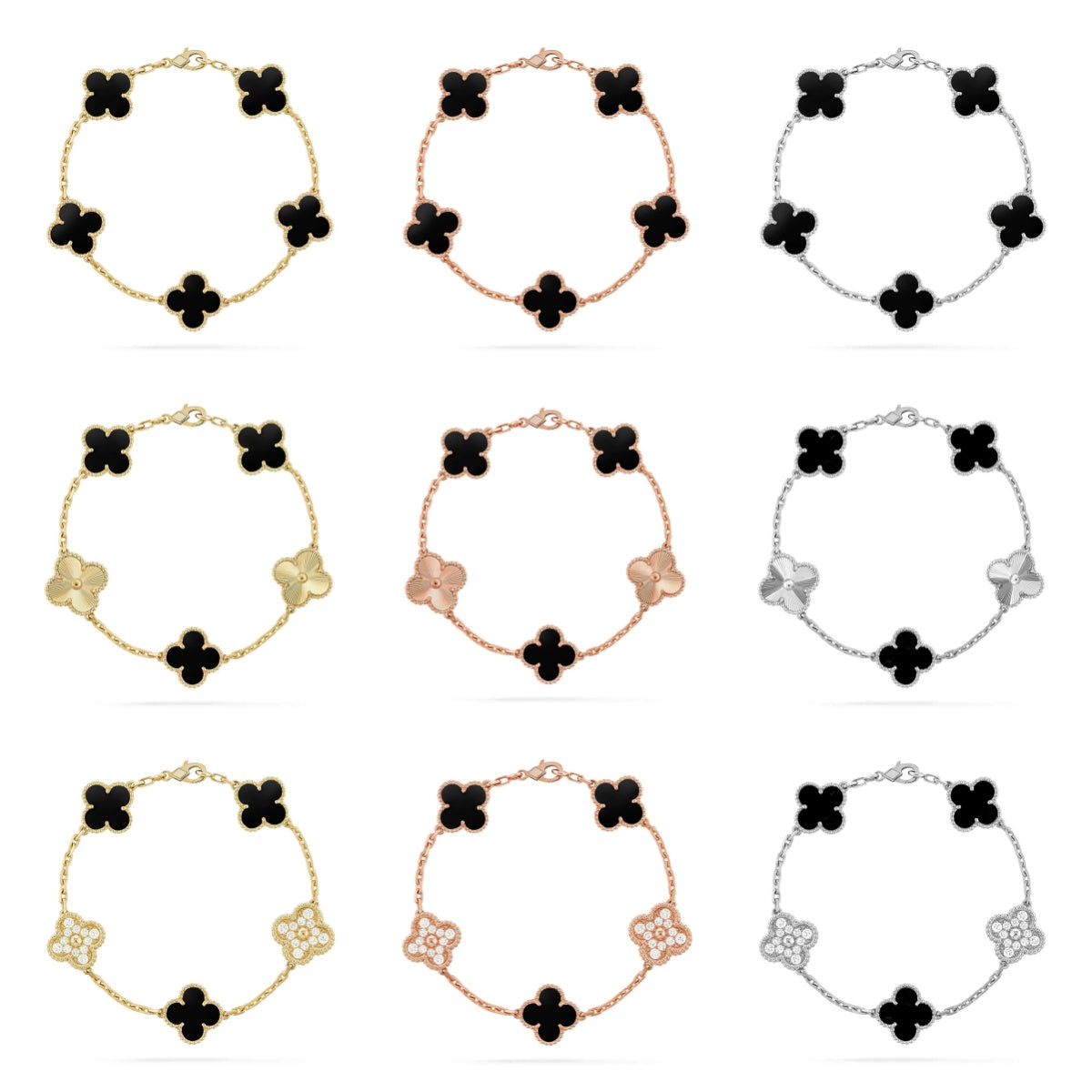[Love's Uplift] CLOVER 5 MOTIF ONYXS BRACELET COLLECTION