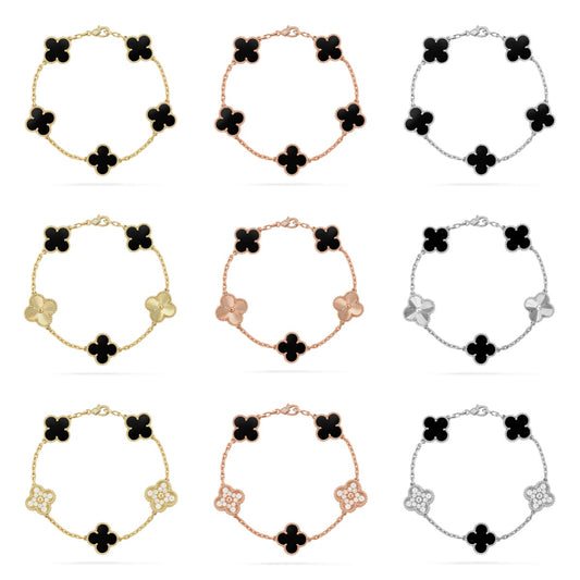 [Love's Uplift] CLOVER 5 MOTIF ONYXS BRACELET COLLECTION