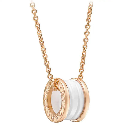 [Love's Uplift]ZERO 1 WHITE CERAMIC PINK GOLD DIAMOND NECKLACE