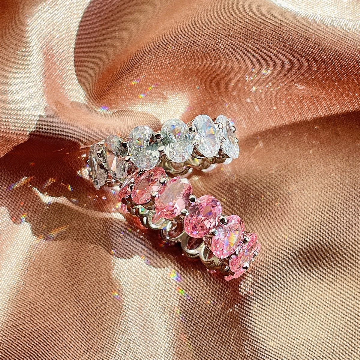 [Love's Uplift]Dainty Elongated Cushion Cut Tennis Ring