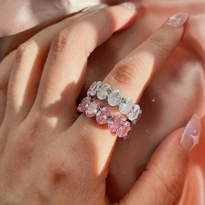 [Love's Uplift]Dainty Elongated Cushion Cut Tennis Ring