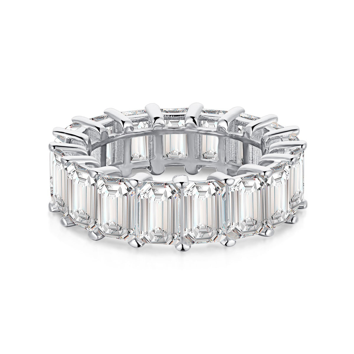 [Love's Uplift]0.75 Carat Elegant Emerald Cut Tennis Ring