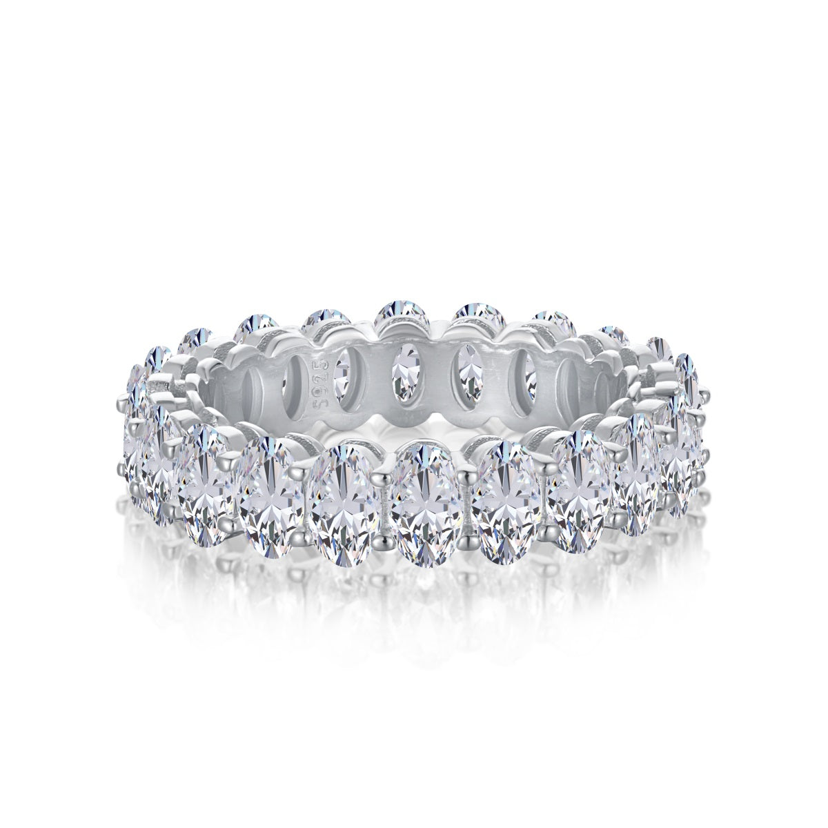 [Love's Uplift]Ornate Oval Cut Tennis Ring