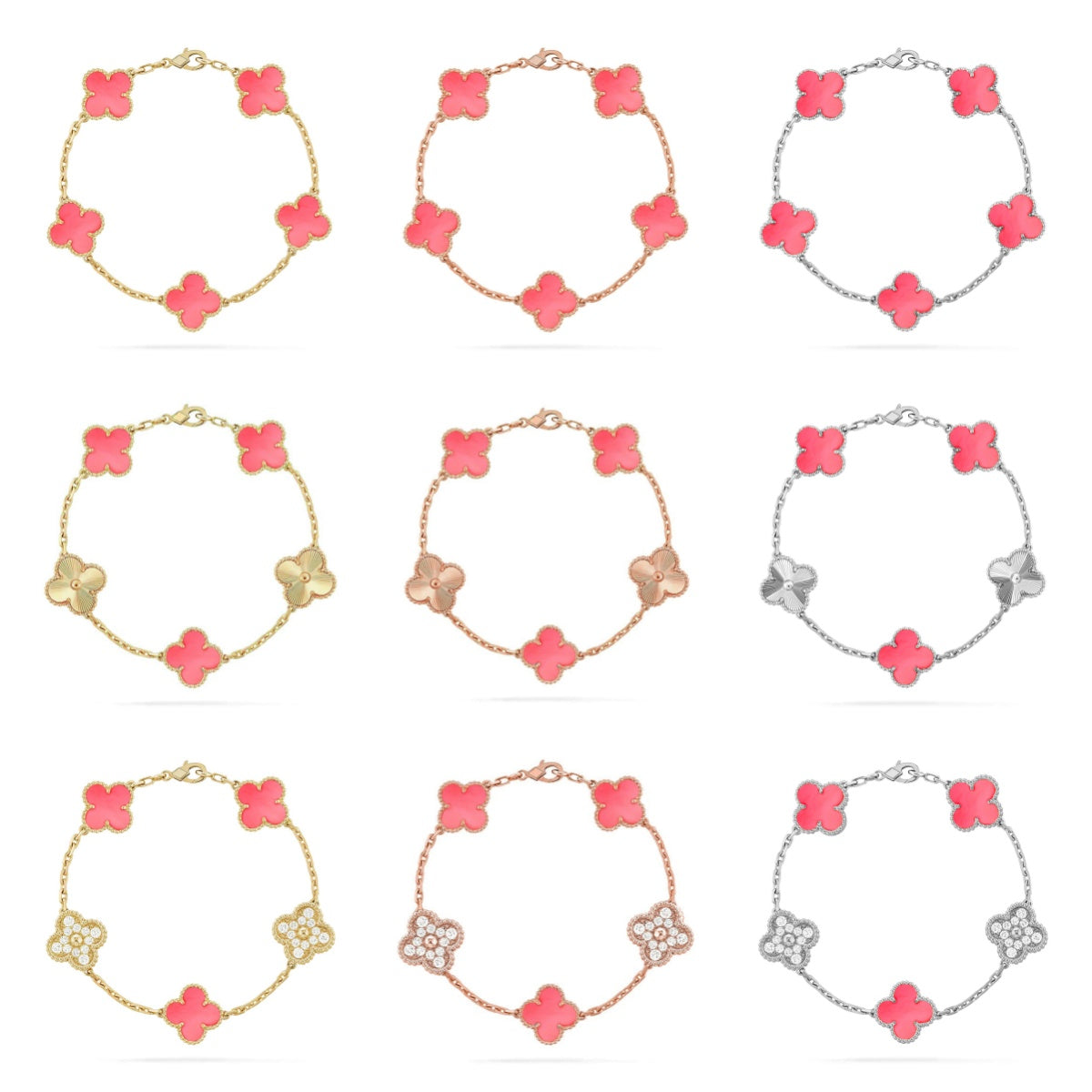 [Love's Uplift] CLOVER 5 MOTIFS  PINK MOP BRACELET COLLECTION