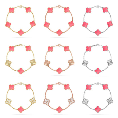 [Love's Uplift] CLOVER 5 MOTIFS  PINK MOP BRACELET COLLECTION