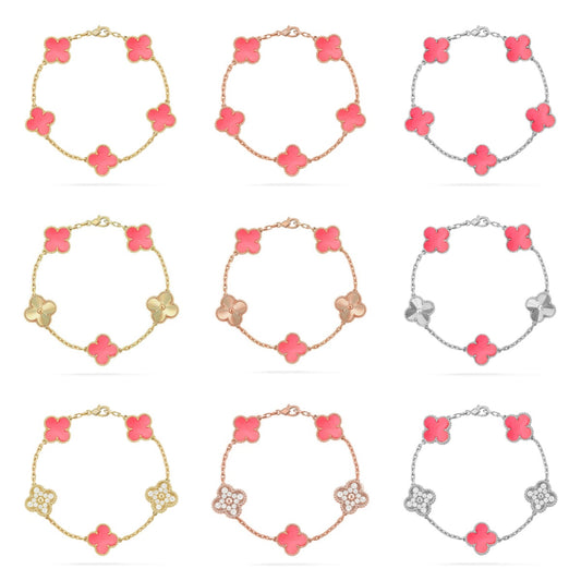 [Love's Uplift] CLOVER 5 MOTIFS  PINK MOP BRACELET COLLECTION
