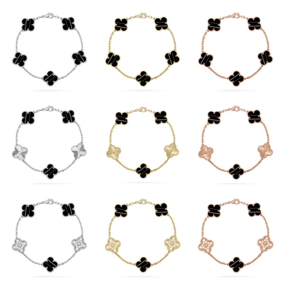 [Love's Uplift] CLOVER 5 MOTIF PULSAR STONE BRACELET COLLECTION