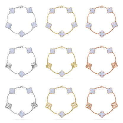 [Love's Uplift] CLOVER 5 MOTIF PURPLE CHALCEDONY BRACELET COLLECTION