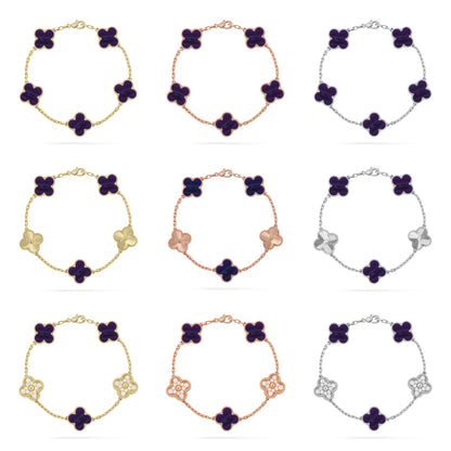 [Love's Uplift]CLOVER 5 MOTIF PURPLE STRIPES BRACELET COLLECTION