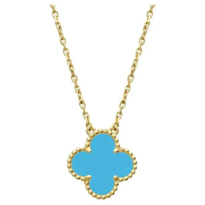 [Love's Uplift]CLOVER 15MM VINTAGE TURQUOISE NECKLACE