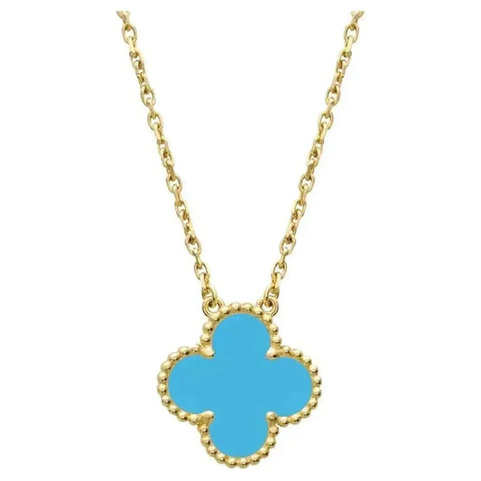 [Love's Uplift]CLOVER 15MM VINTAGE TURQUOISE NECKLACE