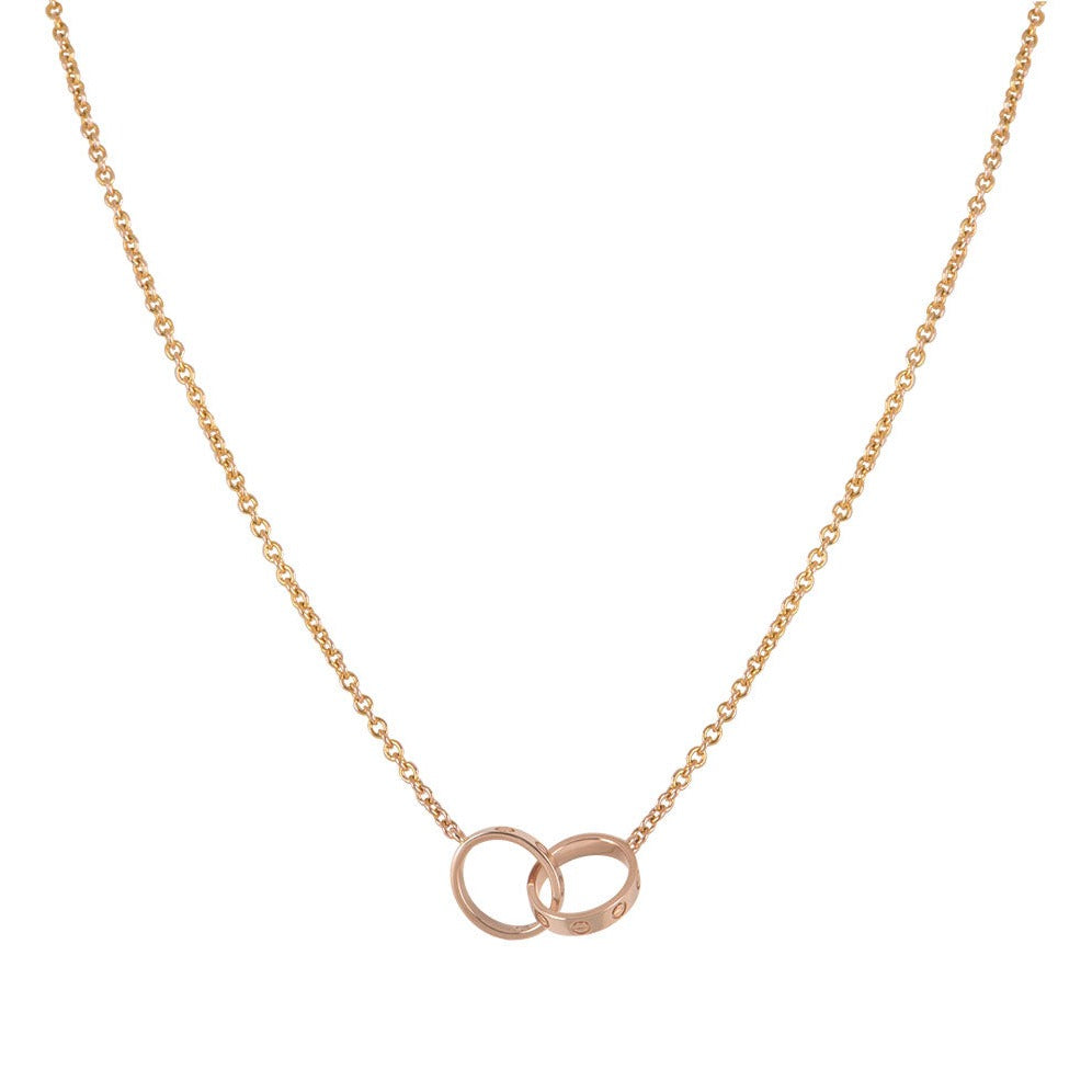 [Love's Uplift]LOVE NECKLACE DOUBLE RING PINK GOLD