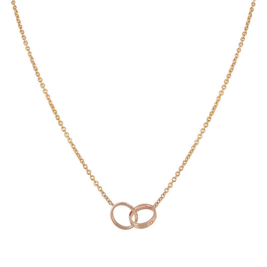 [Love's Uplift]LOVE NECKLACE DOUBLE RING PINK GOLD