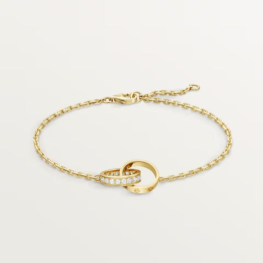 [Love's Uplift]LOVE DOUBLE RING HALF DIAMOND BRACELET
