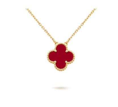 [Love's Uplift]CLOVER 15MM CARNELIAN SINGLE FLOWER NECKLACE