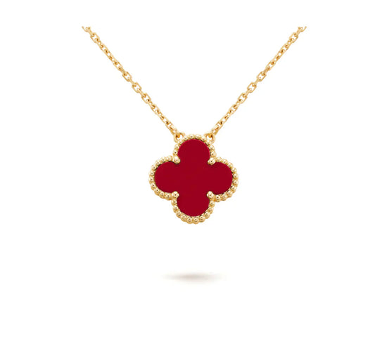 [Love's Uplift]CLOVER 15MM CARNELIAN SINGLE FLOWER NECKLACE