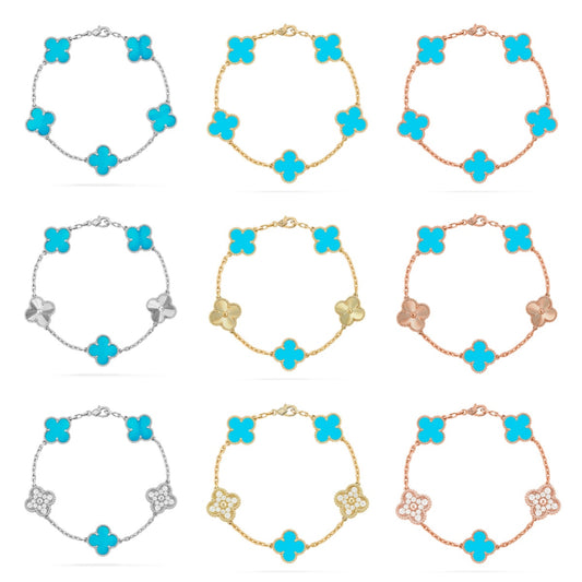[Love's Uplift] CLOVER 5 MOTIF TURQUOISE BRACELET COLLECTION