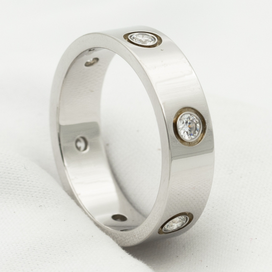 [Love's Uplift]LOVE RING 5.5MM 6 DIAMONDS SILVER
