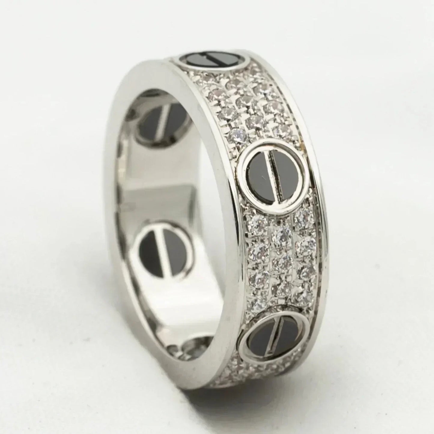 [Love's Uplift]LOVE RING 5.5MM DIAMONDS PAVED CERAMIC