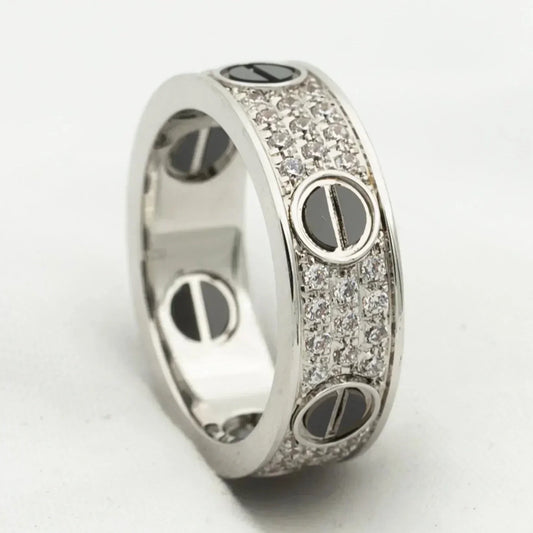 [Love's Uplift]LOVE RING 5.5MM DIAMONDS PAVED CERAMIC
