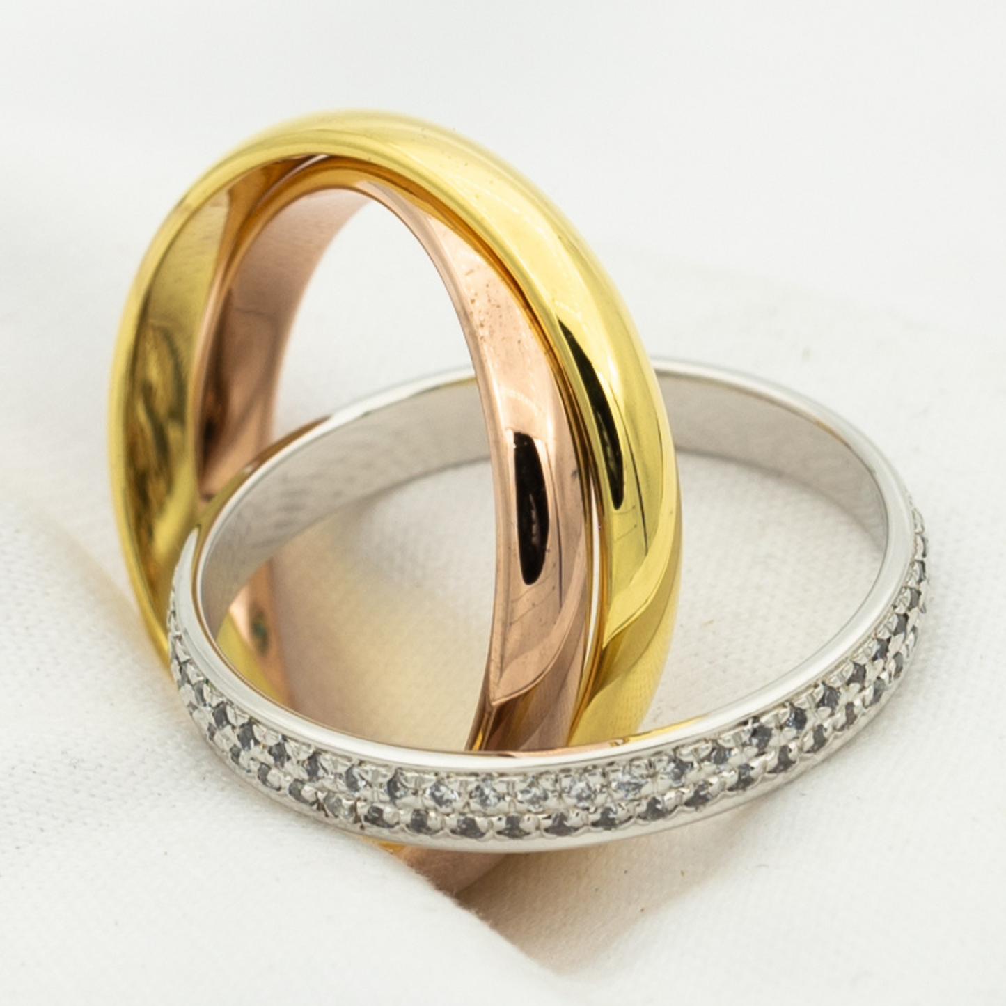 [Love's Uplift]TRINITY RING GOLD PINK GOLD SILVER DIAMONDS