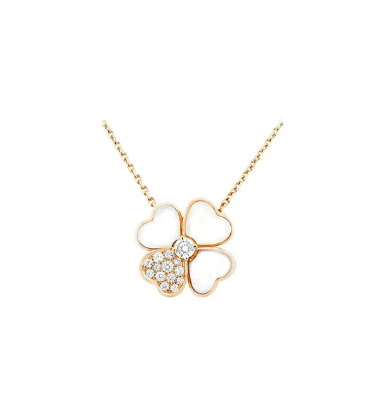 [Love's Uplift]CLOVER MOP DIAMOND ROSE GOLD NECKLACE
