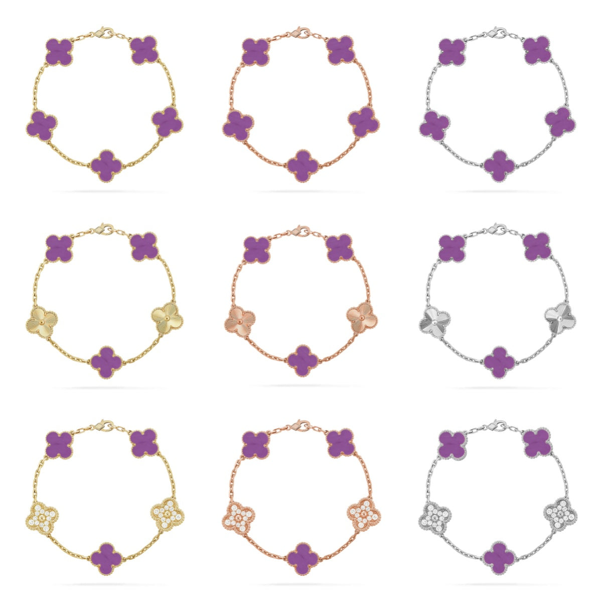 [Love's Uplift] CLOVER 5 MOTIF VIOLET BRACELET COLLECTION