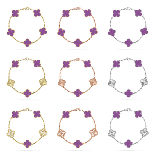 [Love's Uplift] CLOVER 5 MOTIF VIOLET BRACELET COLLECTION