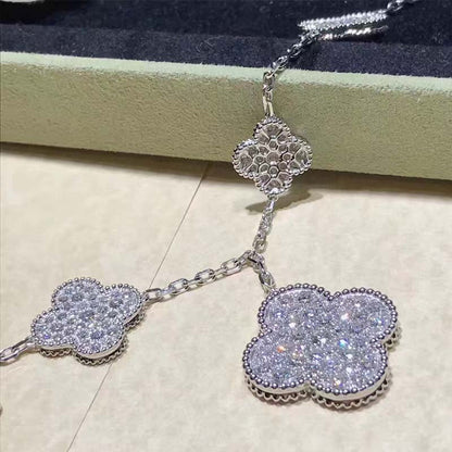 [Love's Uplift]CLOVER 6 MOTIFS SILVER DIAMOND BRACELET