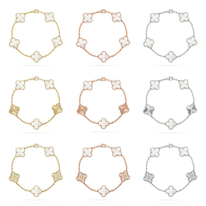 [Love's Uplift]CLOVER WHITE PEARL MOP 5 MOTIF BRACELET COLLECTION