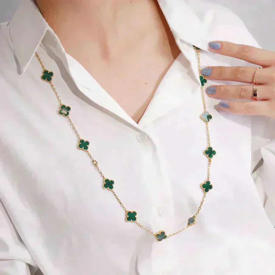 [Love's Uplift]CLOVER 20 MOTIFS MALACHITE GOLD