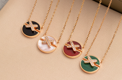 [Love's Uplift]JEUX DE PINK GOLD DIAMOND NECKLACE