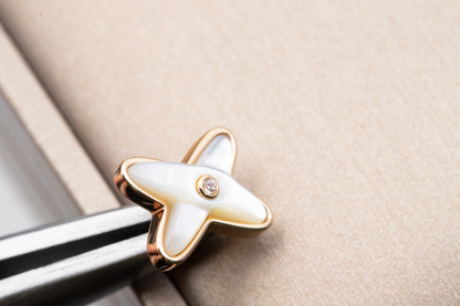 [Love's Uplift]JEUX DE WHITE MOP PINK GOLD DIAMOND EARRINGS