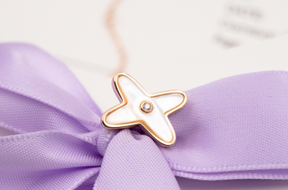 [Love's Uplift]JEUX DE WHITE MOP PINK GOLD DIAMOND EARRINGS