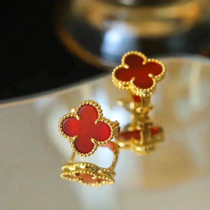[Love's Uplift]CLOVER MEDIUM 1 MOTIFS CARNELIAN  EARRINGS