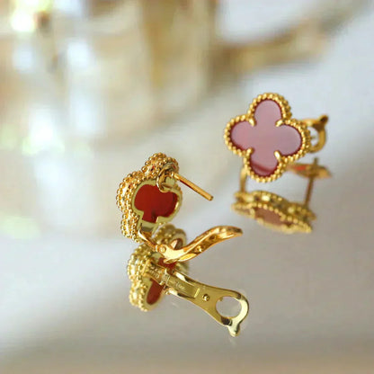 [Love's Uplift]CLOVER MEDIUM 1 MOTIFS CARNELIAN  EARRINGS