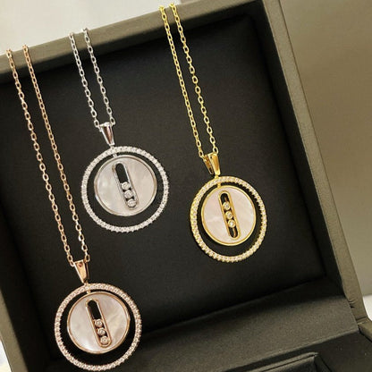 [Love's Uplift ]LUCKY MOVE MM NACRE BLANCHE DIAMOND NECKLACE