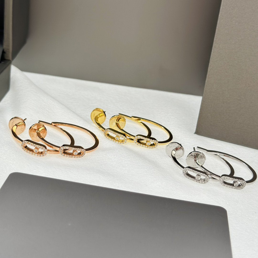 [Love's Uplift ]CREOLES MOVE UNO PM DIAMOND EARRINGS