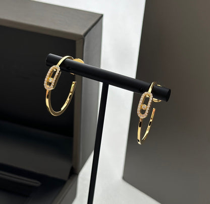 [Love's Uplift ]CREOLES MOVE UNO PM DIAMOND EARRINGS