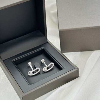 [Love's Uplift ]MOVE UNO SILVER DIAMOND EARRINGS